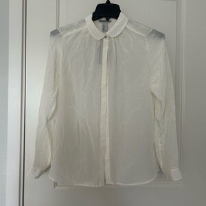 NWT white silk blouse with Peter Pan collar